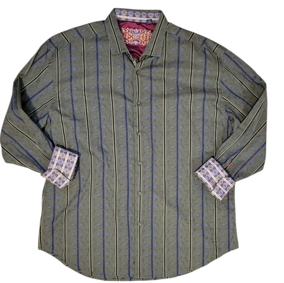 Robert Graham Men's 3XL Long Sleeve Button Down Collared Shirt Flip Cuff Stripes - Picture 11 of 12